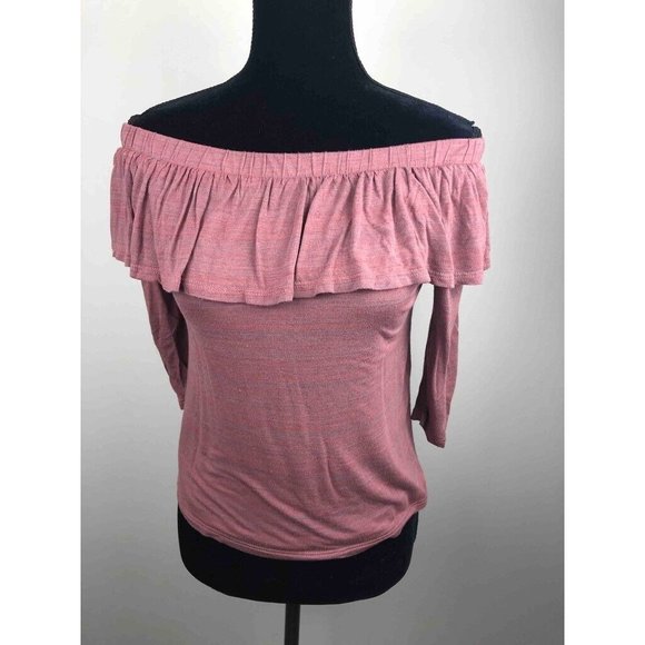 Anthropologie Dolan Left Coast Womens Charla Top Pink Off‎ Shoulder Ruffle S - Picture 4 of 9